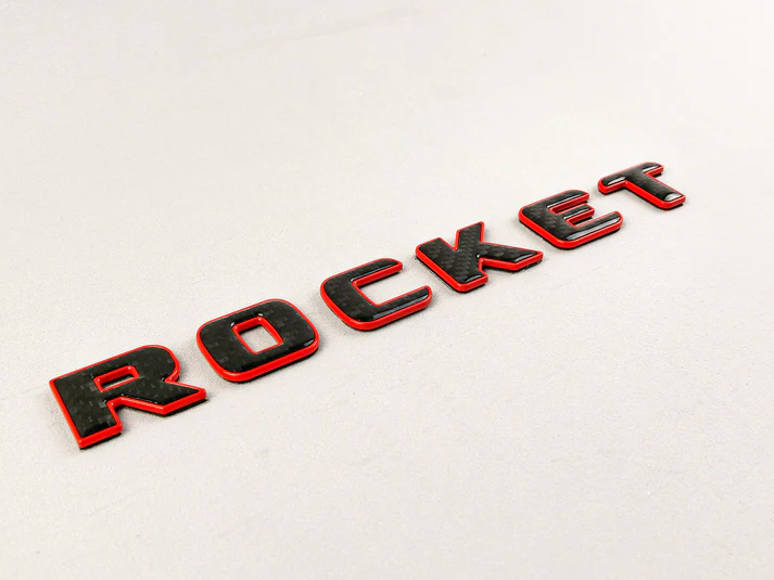 Brabus Rocket Rear Emblem Carbon with Red Metal Badge for Mercedes-Benz Cars